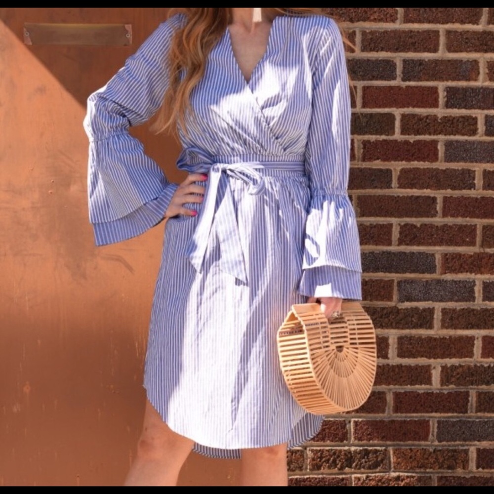 A New Day Striped Bell Sleeved Dress